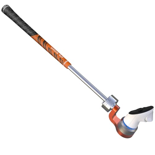 YEZRO Y14S Golf Club Attachment for Meta Quest 3/3S, Aluminum One-Piece Build Adjustable Weighted VR Golf Club Handle Accessories for Golf + with Real Grip, Keep Tracking | 20.5" (Orange)
