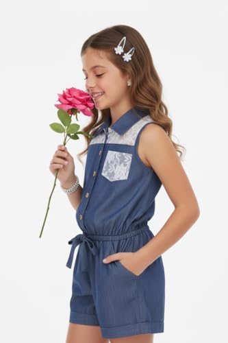 Image of ToBeInStyle Girl's Summer Romper One Piece Outfit Casual Lightweight Short Set