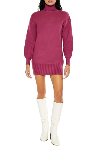 Forever 21 Women's Turtleneck Mini Sweater Dress, Purple, XXL