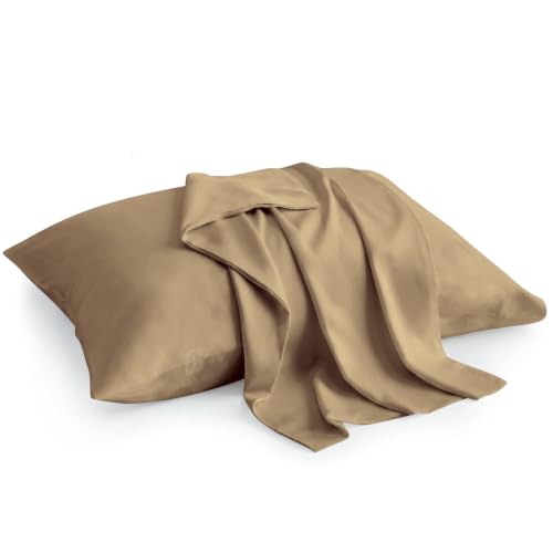 Image of Atiksh Beddings 12x16 Toddler Travel Pillow Cases, Pack of 2, 100% Egyptian Cotton, 600 Thread Count, Zipper Closure, Small Pillowcase for Kids, Daycare, Preschool & Travel, Taupe