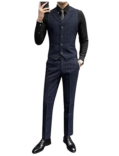 Gilet de costume smoking homme à carreaux col encoche