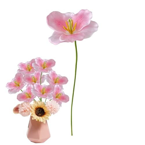 Huayeex Flores artificiales de seda, ramo de flores de imitación sin hojas de 4.33 pulgadas | Accesorios de fotografía retro para decoración del hogar, boda, aniversario, dormitorio, mesa, jarrón, día