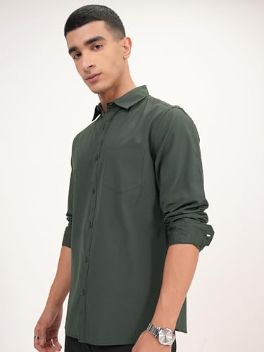 Image of Highlander Men's Slim Fit Shirts | Solid | Long Sleeves | Spread Collar | Formal Shirts | Men Shirts