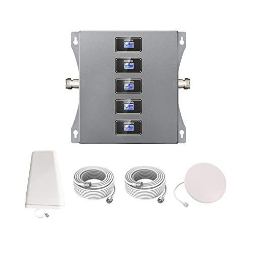 KKBSTR Amplificatore Segnale Cellulare 2G 3G 4G 5G, Ripetitore Segnale Cellulare 5 Bande 800/900/1800/2100/2600MHz