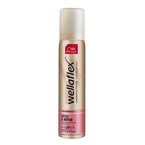 Produktfoto von Wellaflex Haarspray Style & Repair Starker Halt – Styling Spray mit Jojobaöl für 48h flexiblen Halt ohne Verkleben&hellip;