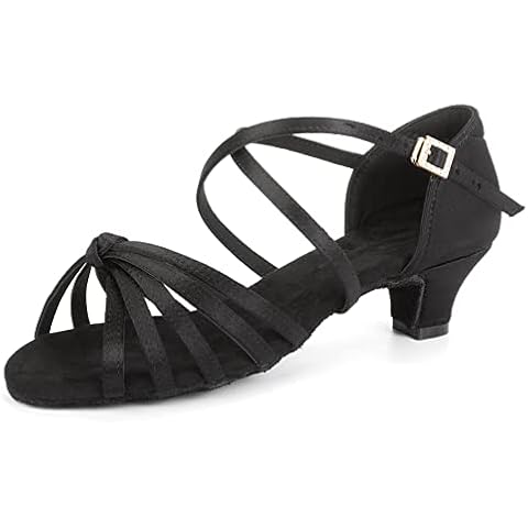 HIPPOSEUS Girls Latin Salsa Dance Shoes with Soft Suede Sole(Little/Big Kid),Black,Model LP-TL-ZSDJ,6UK Cover