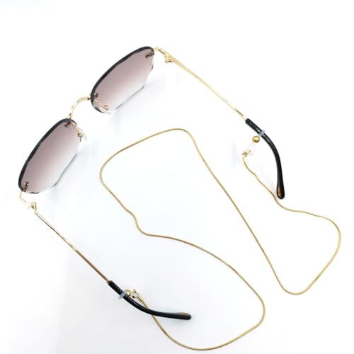 Image of Fashion Eyeglass Chain 18K Gold Plated Stainless Steel - Adjustable Glasses Strap for Reading, Sunglasses & Prescription Glasses