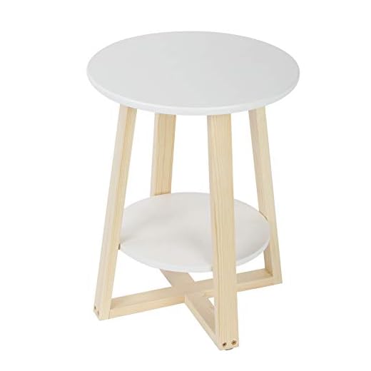 Sängbord, runt sidobord nordeuropa, 40 × 40 × 50 cm 2 nivåer runt bord vitt nattduksbord för sovrum