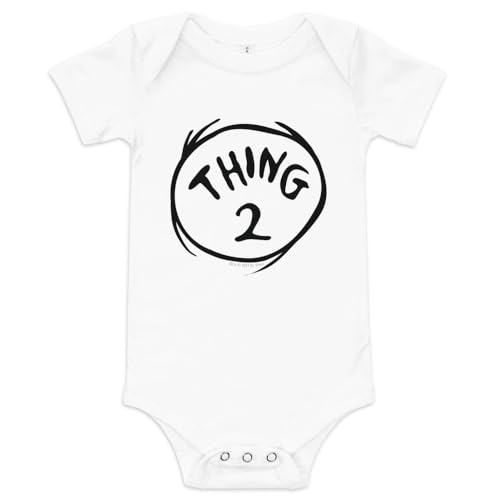 Dr. Seuss The Cat in the Hat Thing 2 Baby Bodysuit - Unisex Baby Short Sleeve Cotton Bodysuit - Officially Licensed - 6-12m
