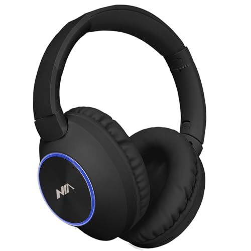 XuanGui Bluetooth Headphones Over Ear, HiFi Stereo Wireless Headphones Over Ear, Foldable Lightweight Headset with Mic, LED Lights, FM, Micro SD/TF Slot for Travel Phone NX400 (Black)