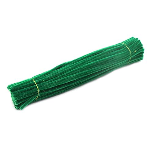 Lot de 100 cure-pipes de couleur unie pour cure-tuyaux, loisirs créatifs, décorations (vert, taille unique)