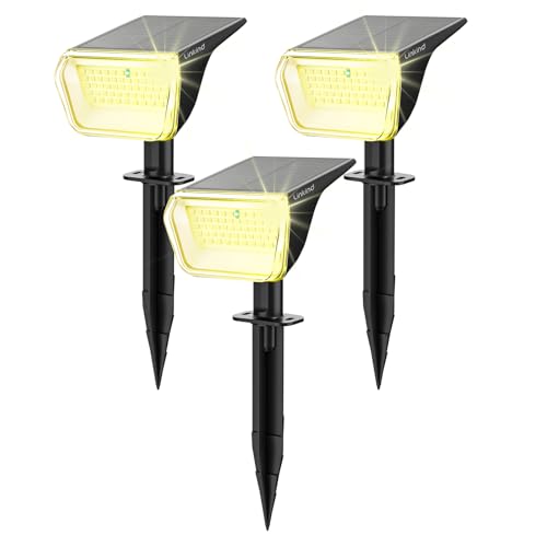 Linkind 60-Led Solar Strahler für außen Warmweiß 800Lm, Extra-lange Leuchtdauer & Intelligent Entladung, 3000K Solar Gartenleuchte mit...