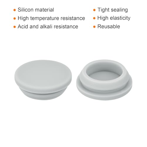 Image of MECCANIXITY 10pcs Silicone Snap in Locking Hole Plugs,25mm /1 Inch Mounting Diameter Narrow Groove Width 2mm Panel Seal Cover Round for Kitchen Bulkheads Waterproof Sealing Plugs Grey