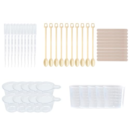 HOODANCOS Juego de Herramientas de Epoxi para Manualidades 45piezas de Plástico para Dispensar y Mezclar Resina, Adecuado para Bricolaje y Creación de Joyas