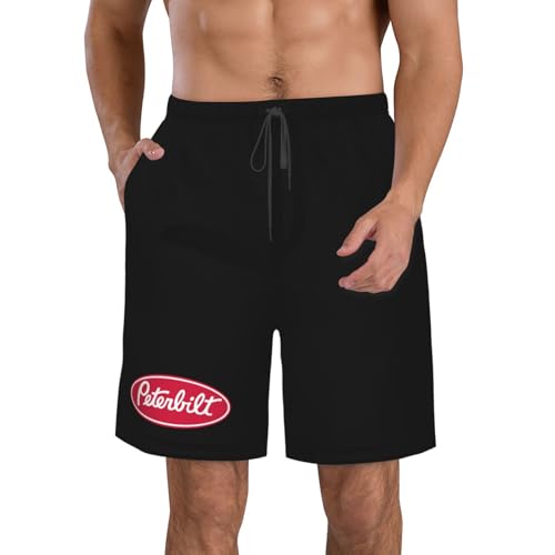Peterbilt Logo Boardshorts Men's Casual Swim Trunks Quick Dry Drawstring Beach Swim Shorts