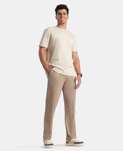 Image of Jockey AM49 Men Super Combed Cotton Rich Straight Fit Trackpants with Side and Zipper Media Pockets