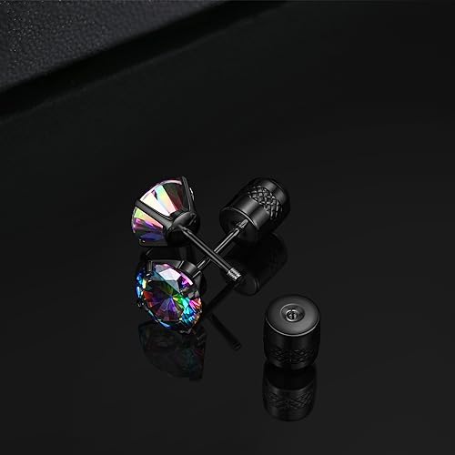 Subiceto Hypoallergenic G23 Implant Grade Titanium Screw Back Earrings 20G Pure Titanium Post for Sensitive Ears 5A Cubic Zirconia Titanium Earring Studs for Women Men Double Side Earrings Piercing Sleeper Studs Jewelry3