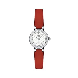 Tissot Womens Lovely Round 316L Stainless Steel case Quartz Watch, Red, Leather, 6 (T1400091611100)