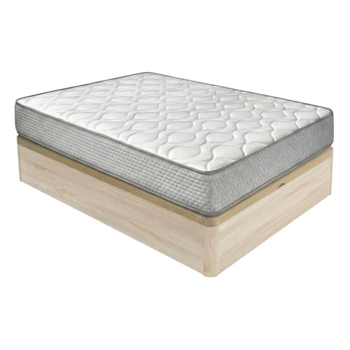 Duérmete Online   Pack Colchón Viscoelástico Marko Reversible + Canapé Madera Abatible Gran Capacidad | Color Cambria 150 x 190