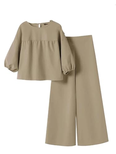 Women's Two Piece Set Long Sleeve Blouse and Trousers Solid