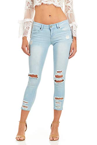 COVER GIRL Women's Ripped Cropped Skinny Jeans4
