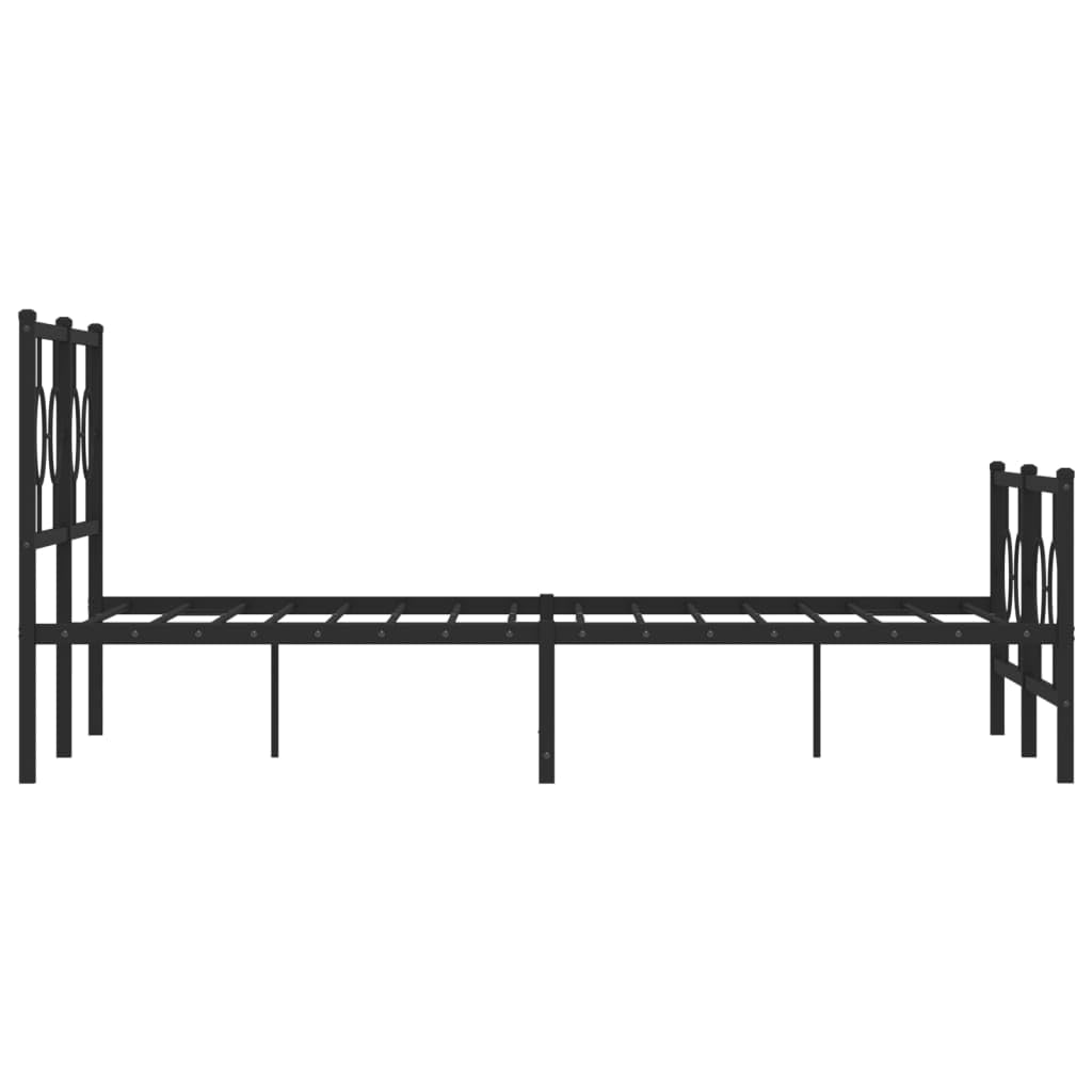 Black Metal Bed Frame 140x200 cm with Headboard | Features a heavy-duty steel platform and integrated slats to support your mattress without a box spring.