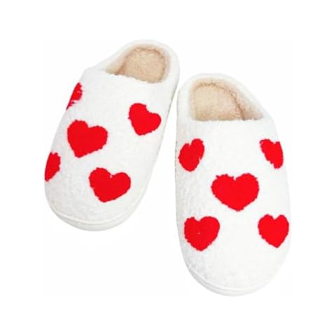 DCLTD Women's Love Slippers Men Slide Fuzzy Slippers with Soft Memory Foam Soft Men House Shoes Girls Anti-Slip Heart Slippers Gift for Valentines Day Gift Cover