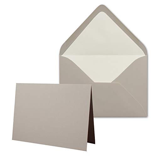 Cartes DIN B6 et enveloppes taupe doublées par Neuser Papier | Lot de 50