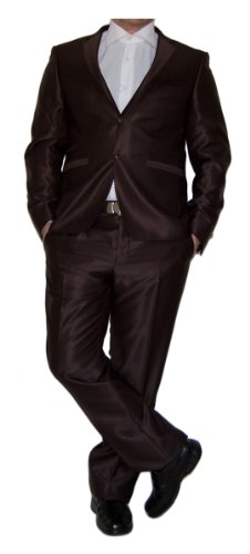 Costume de créateur en soie brillante coupe ajustée pour homme élégant