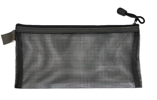 Necessaire Estojo Transparente de Nylon – Organizador Compacto 21x11cm com Zíper Reforçado, Ideal para Viagem, Maquiagem, Material Escolar e Artigos de Higiene (Preto)