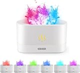 Flame Air Diffuser Humidifier, Flame Diffusers for Essential Oils,Ultrasonic Aromatherapy, Fire Mist Humidi with 7 Color Options, Auto-Off Function for Bedroom, Office, Spa, Yoga, Office (White)