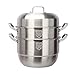 Produktbild MOKLYF 3-lagiger Dampfgarer/Suppentopf, Dampfgarer aus Edelstahl 304 für Gewerbe/Haushalt, 28/30/32/34/36 cm, für Gasherd/Induktionsherd(Eine Farbe - 28 cm