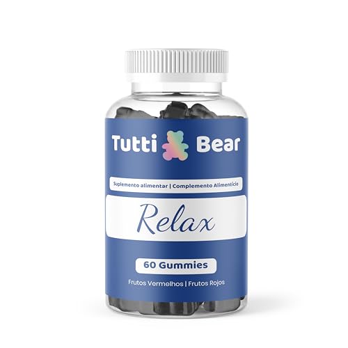 Tutti Bear Gomas Anti-Estrés – Fórmula Vegana con Ashwagandha, L-Teanina, GABA, Vitamina B12 y D3 – Sin Azúcar – Apoya la Relajación y el Bienestar Mental