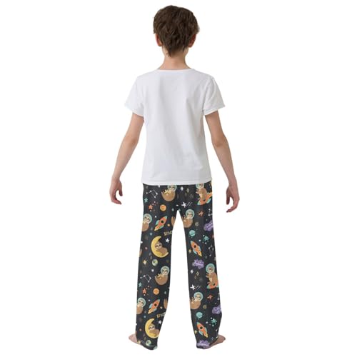 ZZXXB Space Sloth Rocket Boys Long Pants Soft Trousers Elastic Waist Kids Lounge Bottoms with Pockets S-XL3