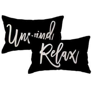 RelaxUnwind Throw Pillow Covers 12×20 Farmhouse Spring Summer Decorative Lumbar Pillowcases Porch Patio Cushion Covers 2Pack for Bedroom Living Room Sofa Couch Home Decor Black