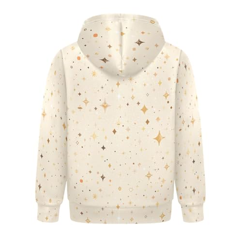 KLL Beige Sparkling Glitter Toddlers and Girls' Sweatshirt Casual Pullover Hoodie with Kangaroo Pocket2