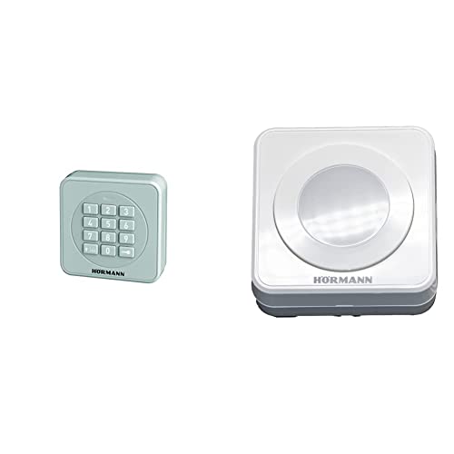 Hörmann Funk-Codetaster FCT3-1 BS (868 MHz, zur Steuerung von bis zu 3 Torantrieben) 4511856, grau & 4511646 Drucktaster/Innentaster IT1b-1 ~ überzgt durch, große belchtete Taste