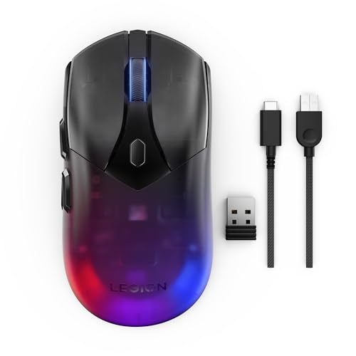 Image of Lenovo Legion M410 Wireless RGB Gaming Mouse a€ inch 6 Button Palm Grip Mouse with 16,000 DPI, 53 Hour Rechargeable Battery, 2-Zone RGB Lighting, NVIDIA Reflex Compatible
