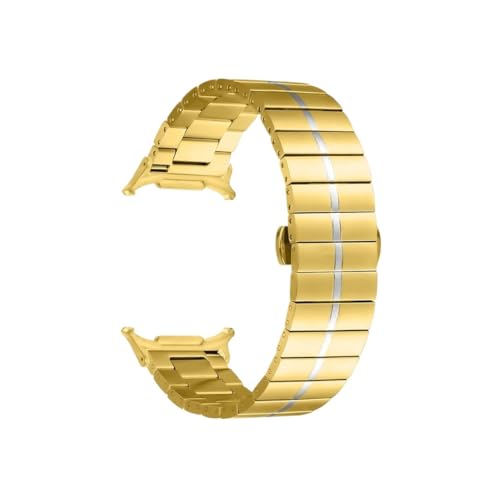 �ɓK������Samsung Galaxy Watch 7 Ultra 47mm/ 8/44mm/ 40mm/ 8Classic 46mm�ɓK�����郁�^���X�e�����X�X�`�[���X�g���b�v(Gold silver,For Galaxy 8Classic 46mm)
