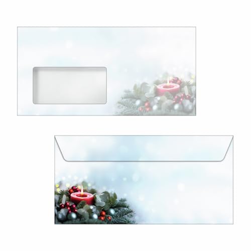 Enveloppes de Noël gommées Sigel DU640 lot de 50 grand format DIN long vert rouge pour cartes vœux