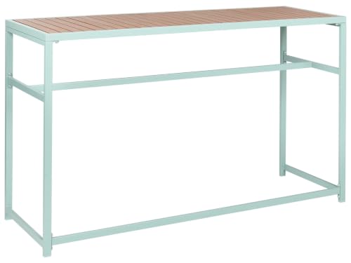 Table de bar de jardin 150 x 50 cm acier polywood extérieur vert clair Avetrana - 2