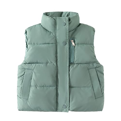 Kids Boys Girls Lightweight Puffer Vest Zipper Sleeveless Jacket Waistcoat Outwear Winter Warm Down (Green, 4-5 Years)