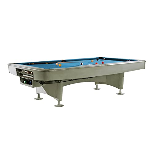 Billiard-Royal Mesa de billar para piscina modelo Gladiator gris 9 pies con goma K-55 y elección de paño, color de la tela: azul eléctrico