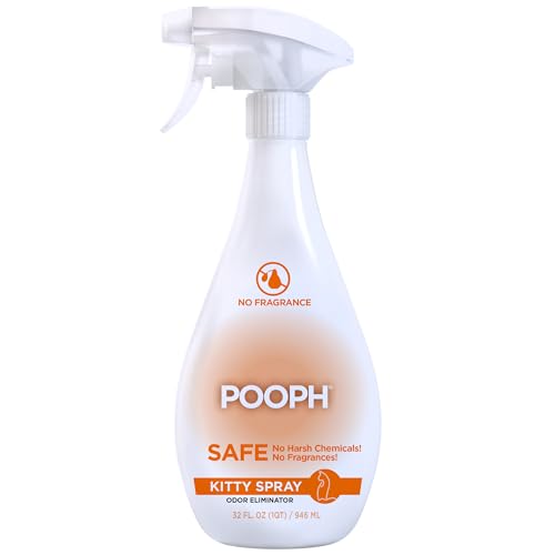 POOPH® Kitty Odor Eliminator – 32 fl oz Bottle – Proprietary Odor-Elimination Technology Works On-Contact – Cat Trees, Toys, Furniture, Bedding – NO Fragrances, NO Harsh Chemicals, Safe & Non-Toxic