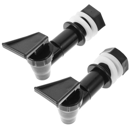 KICHOUSE Grifo Dispensador De Agua Reutilizable Plástico Negro, Repuesto Para Botellas De Vidrio, Espiga Compatible, Uso Doméstico y Dispensadores, Pack 2 Piezas
