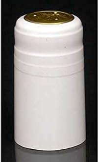 PVC Heat Shrink Capsules With Tear Tabs For Wine Bottles - 60 Count (White)