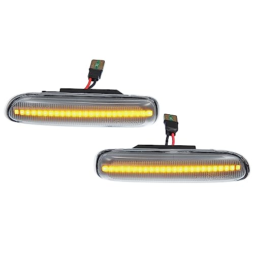 A ABSOPRO Car LED Side Marker Repeater In-dicator Turn Signal Light 63132228591 for BMW 323Ci 328Ci 2000 E46 Plastic Clear Lens Amber Light (Set of 2)