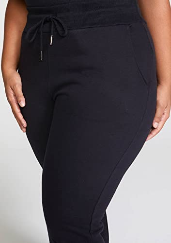 Calça Básica Feminina Jogger Cintura Alta Em Moletom Peluciado Preto G
