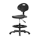 Thomas ECOM TPMBCH-RG-A0-NF-RG Polyurethane Basic Industrial Medium Bench Height Chair Without Arm and with Black Nylon Base, Without Foot Ring, Glides