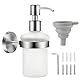 EXLECO Seifenspender Glas 200ml Shampoo Duschgel Flasche Wandmontage Shampoo Spender Händedesinfektionsbox Manueller Gebürstet Seifenschale Satinierte Glasflasche mit Abnehmbare Halterung & Trichter